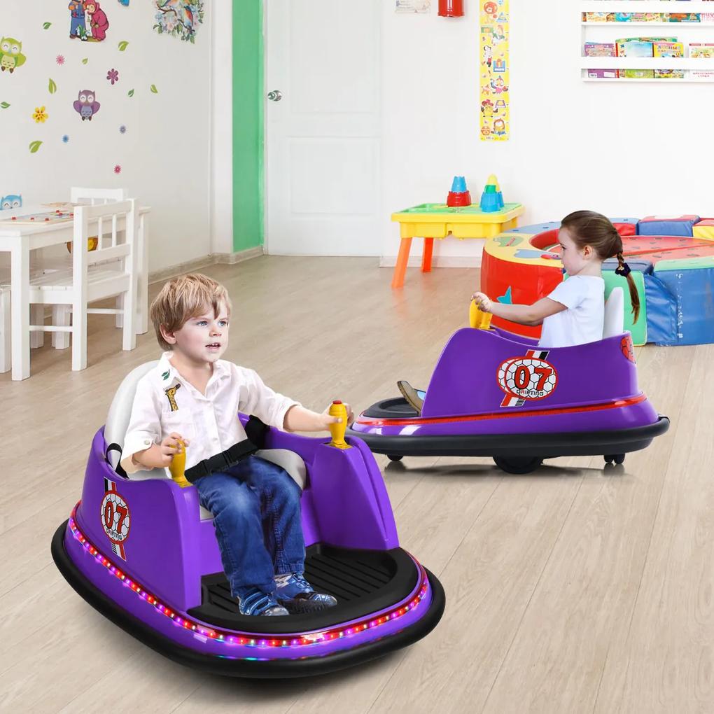 Carro eletrico carrinho de choques para crianças 360° giratório elétrico para carro montável 6 V com luzes música 57 x 75 x 42 cm Violeta