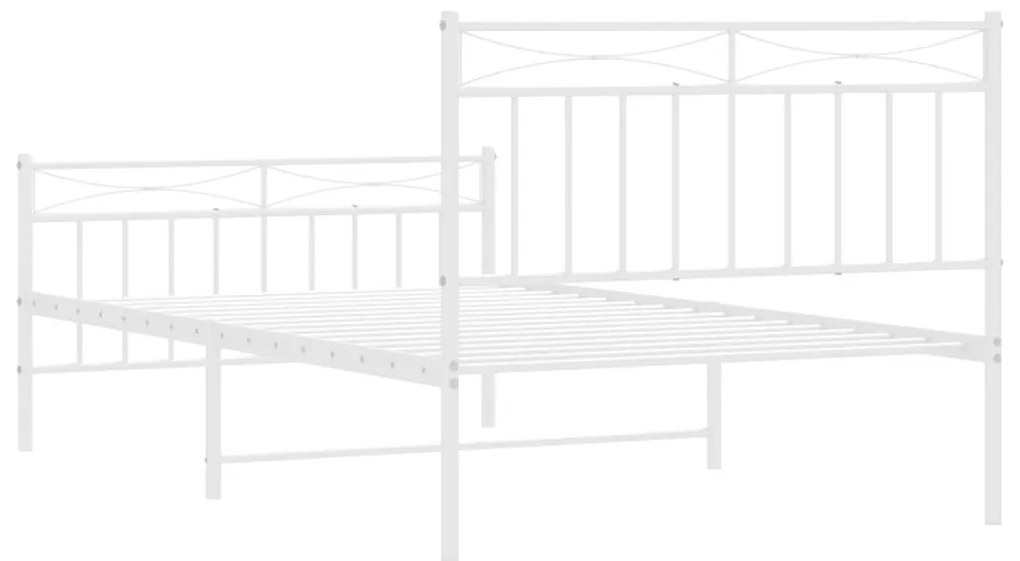 Estrutura de cama com cabeceira e pés 107x203 cm metal branco