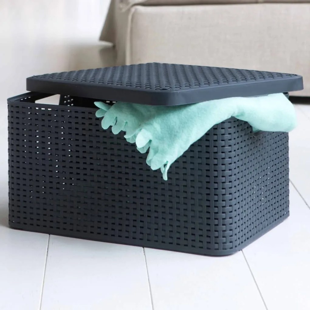 Caixas de arrumação com tampas Style 3 pcs tamanho M antracite