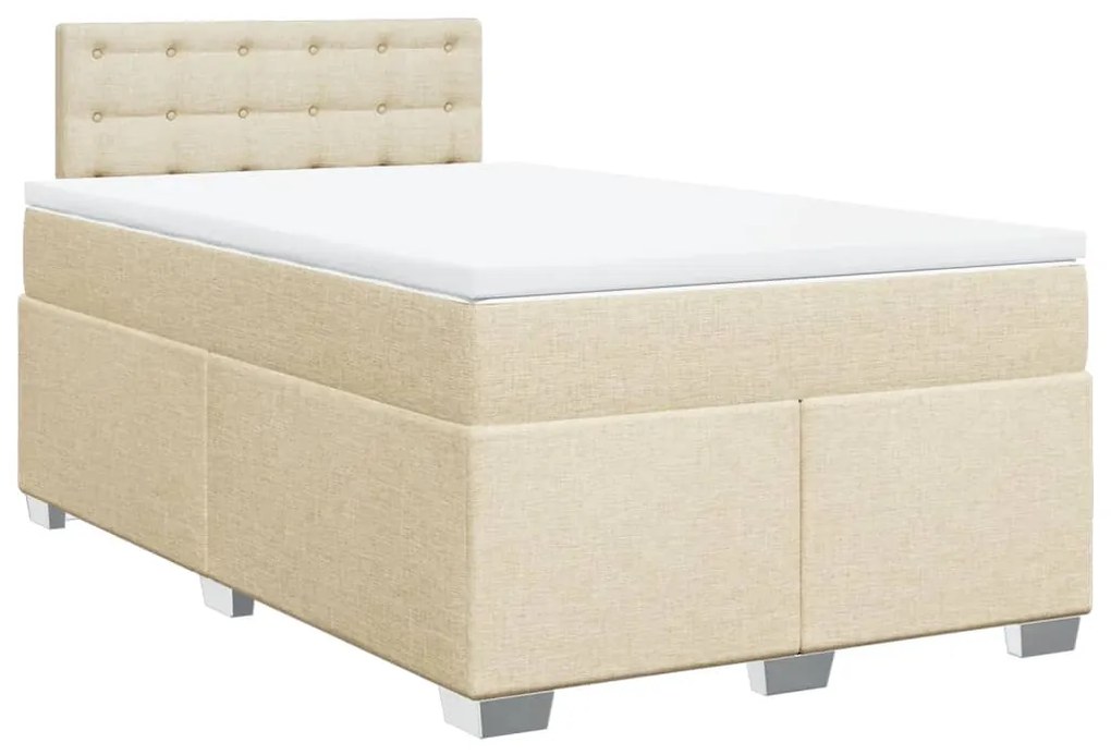 Cama boxspring com colchão 120x190 cm tecido cor creme