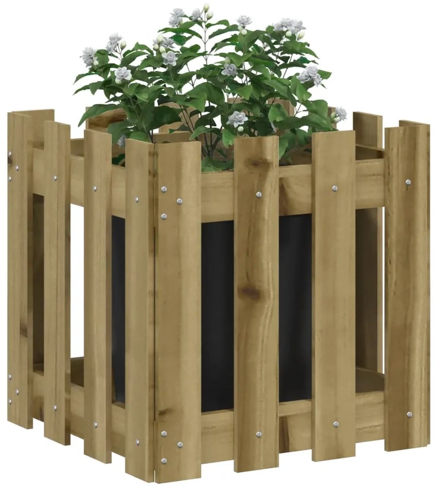 Vaso de jardim c/ design de cerca 40x40x40 cm pinho impregnado