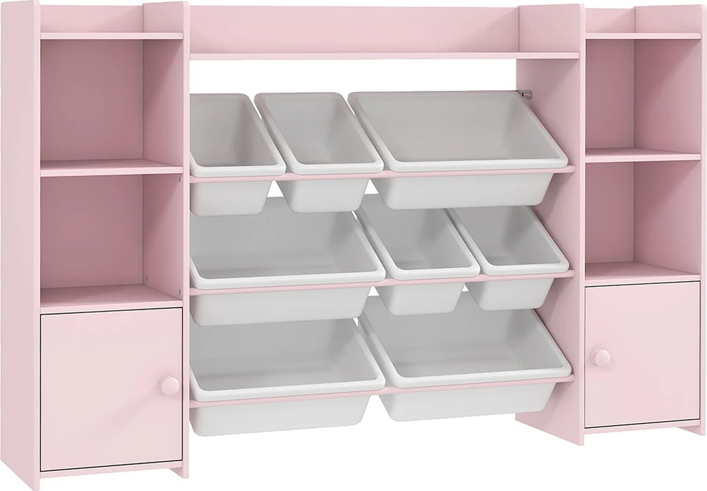 AIYAPLAY Estante organizadora infantil, estante para brinquedos e livros, para arrumação organizada, 8 caixas removíveis, Rosa | Aosom Portugal