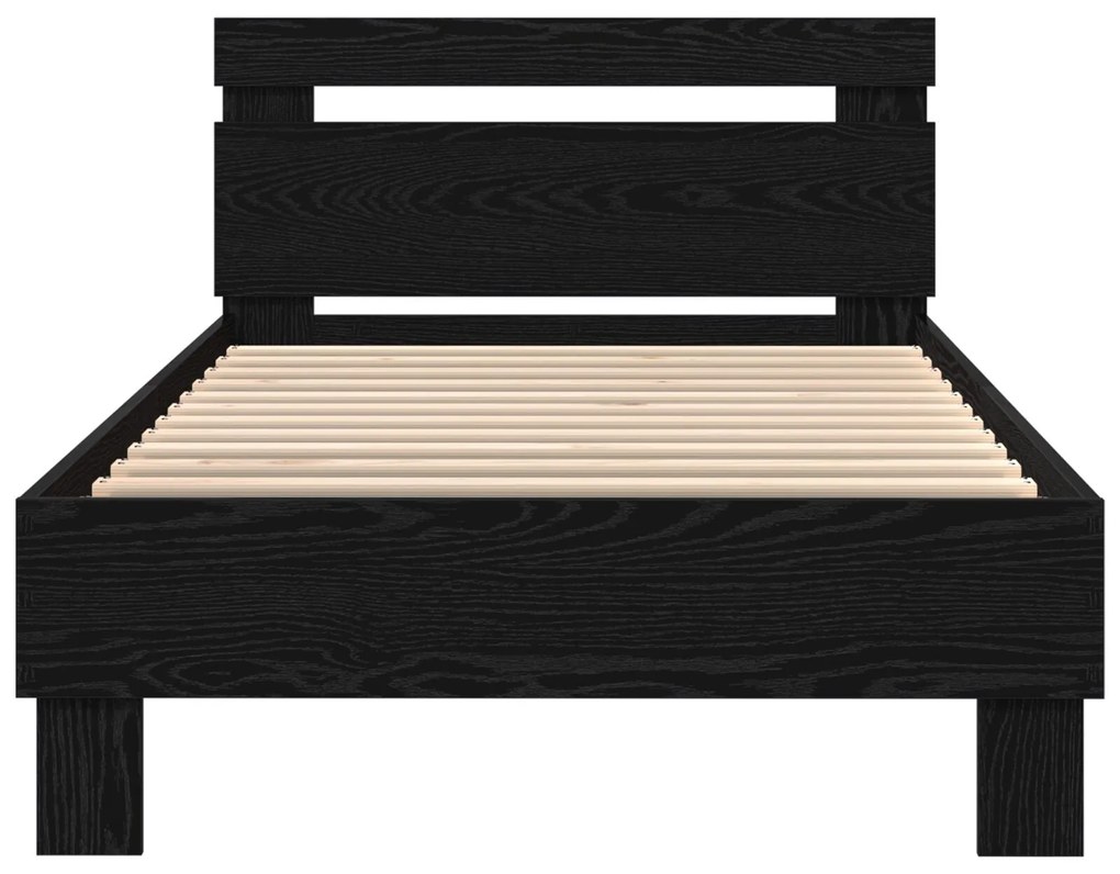 Estrutura de Cama com Luzes LED Carvalho Preto 90x190 cm Madeira Engen