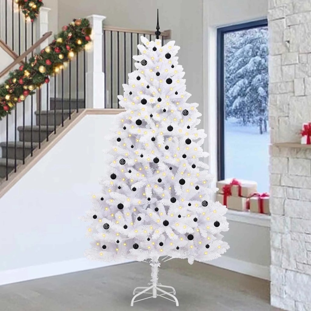 vidaXL Árvore de Natal Articulada Artificial Branco 270 cm PVC e Aço