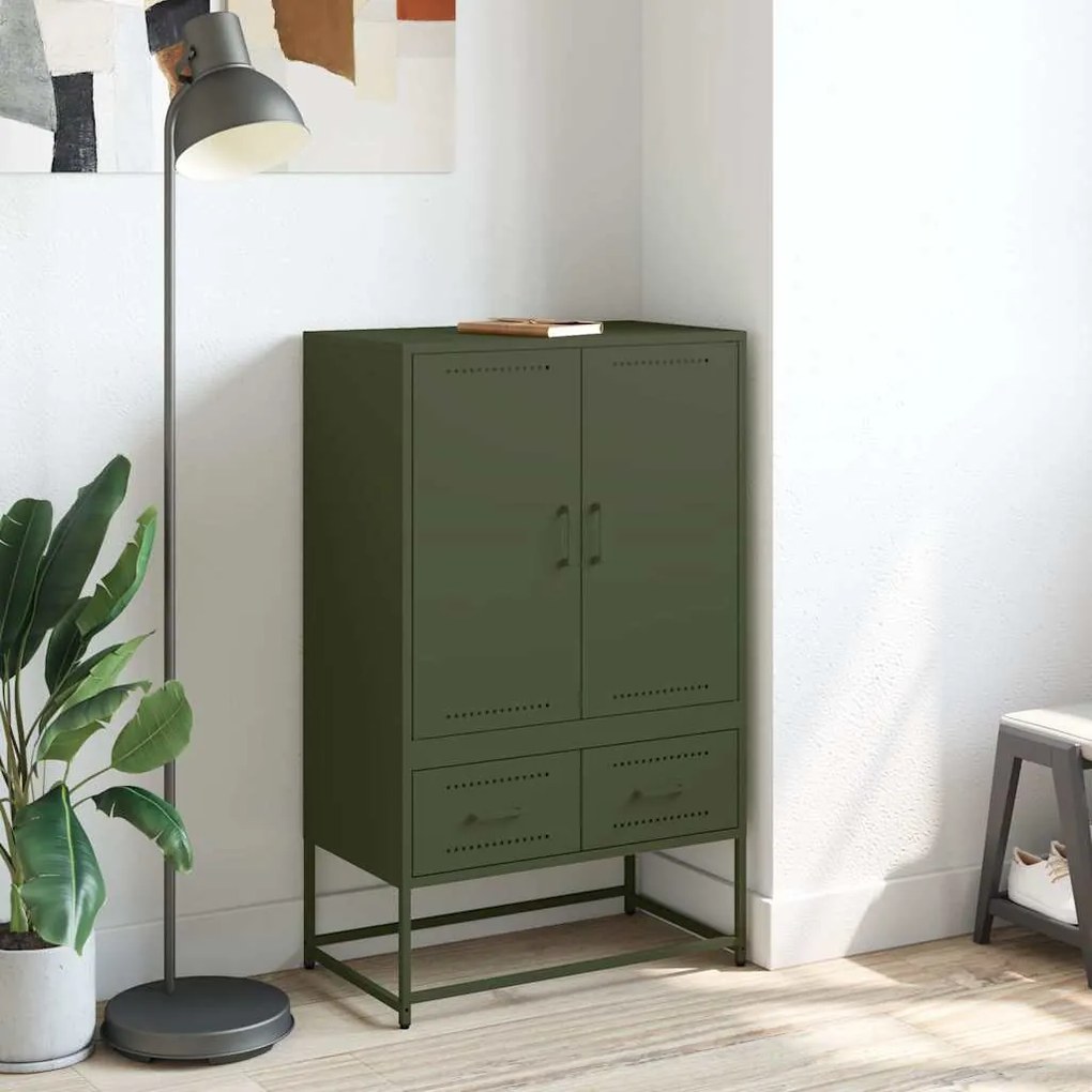 Móvel alto 68x39x111,5 cm aço verde azeitona