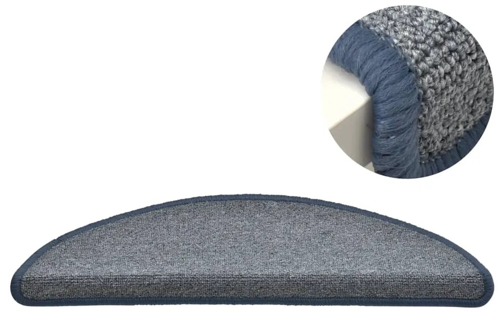 Tapete/carpete para degraus 15 pcs 56x17x3 cm cinza-claro/azul