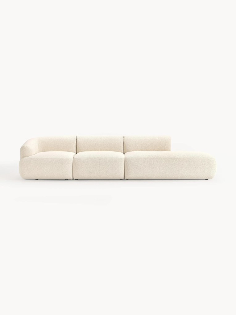 Módulo com chaise longue em bouclé Sofia (4 lugares)