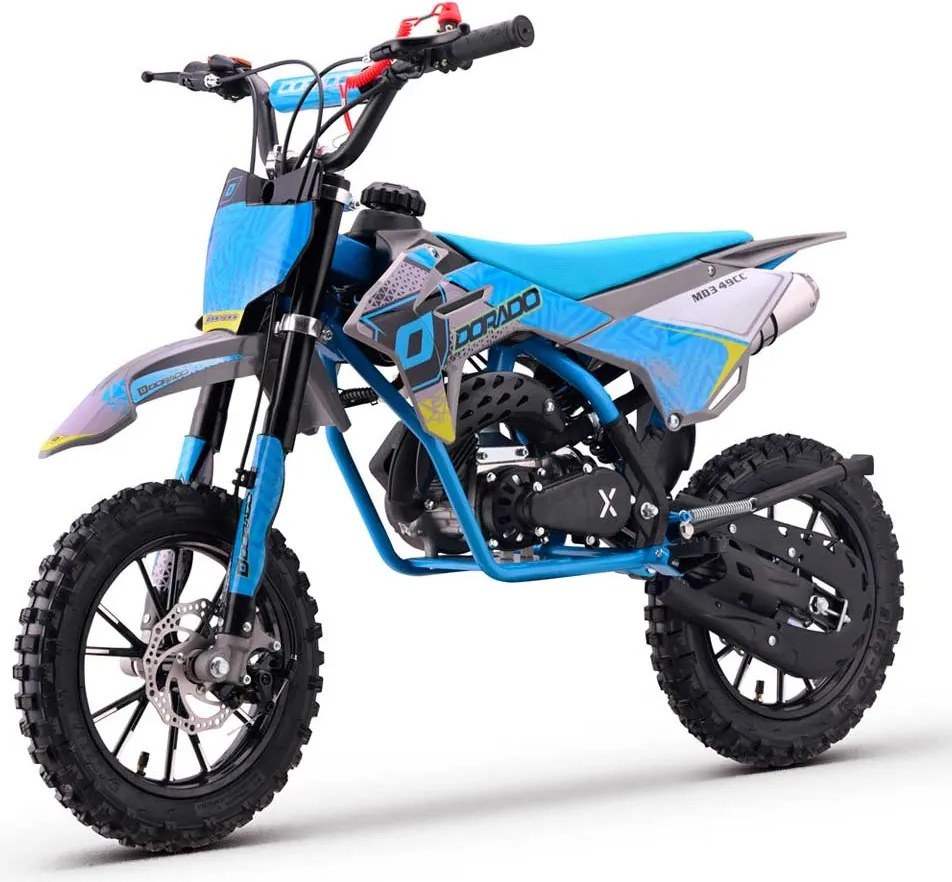 MINI MOTO Crianças MINICROSS gasolina DORADO MD3 49cc 2T 10/10" Com Limitador Velocidade Azul
