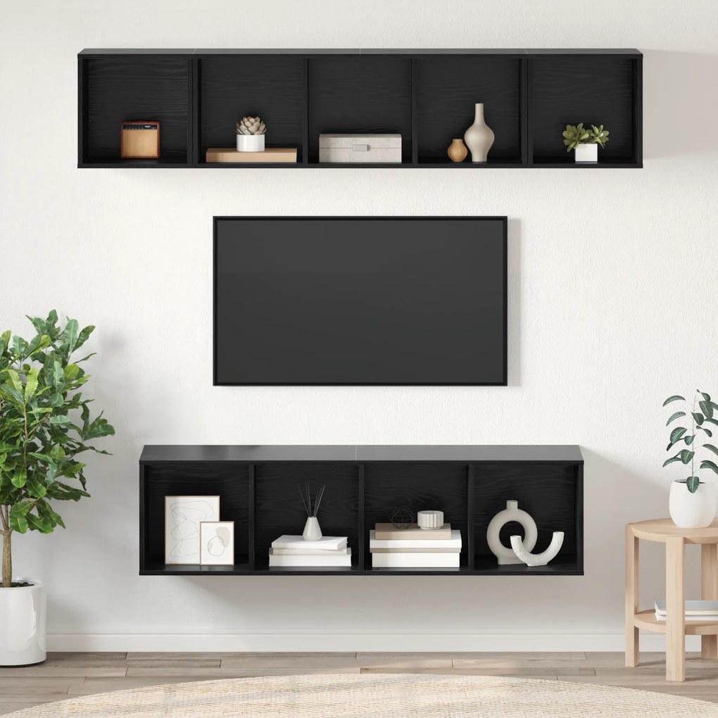 vidaXL Conjunto de móvel de TV 4 pcs Carvalho preto 37 x 37 x 142.5 cm