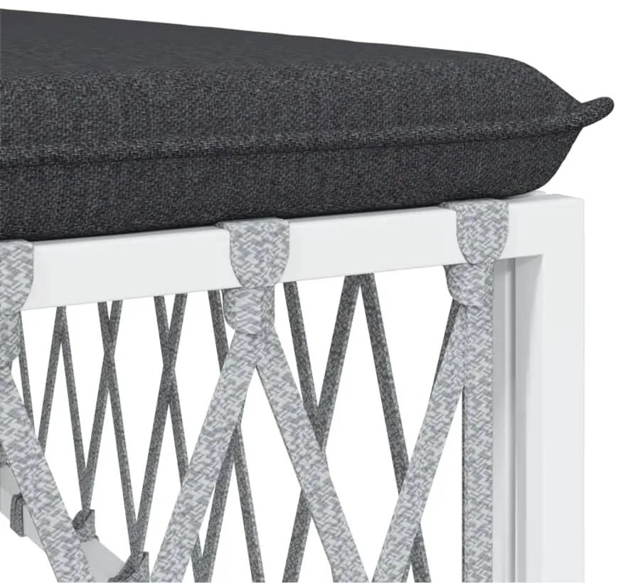 5 pcs conjunto lounge de jardim com almofadões aço branco