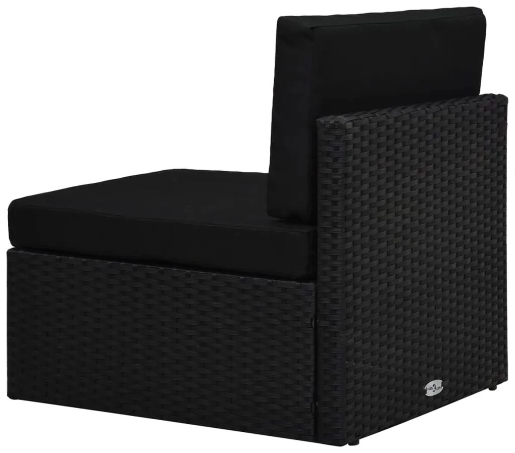 9 pcs conjunto lounge de jardim c/ almofadões vime PE preto