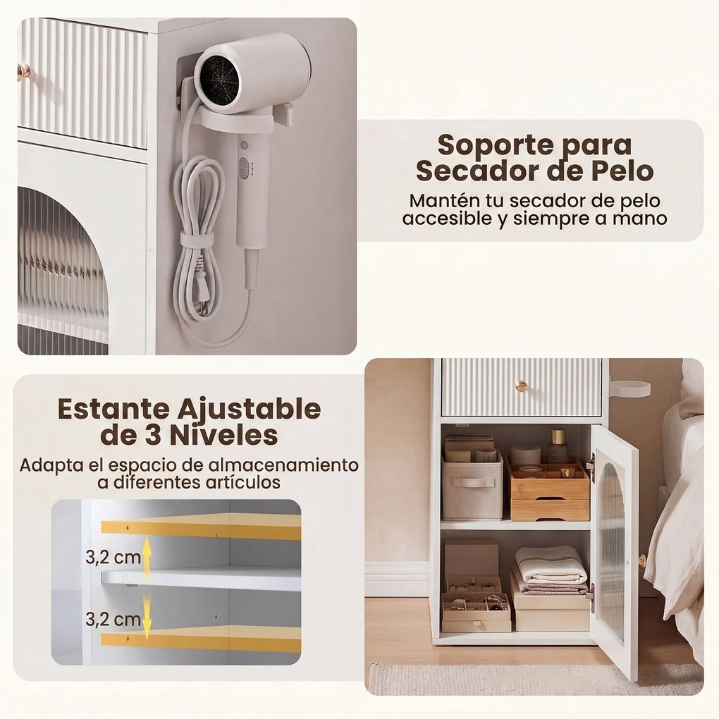 Toucador de Maquilhagem com Espelho, 106 x 40 x 134,5 cm, Iluminação Regulável, Branco