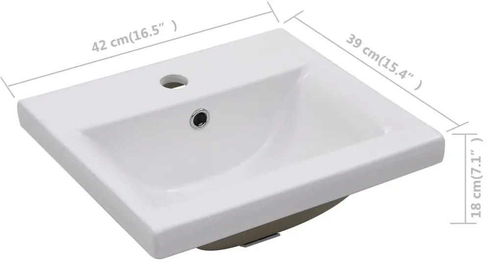 Lavatório embutido 42x39x18 cm cerâmica branco