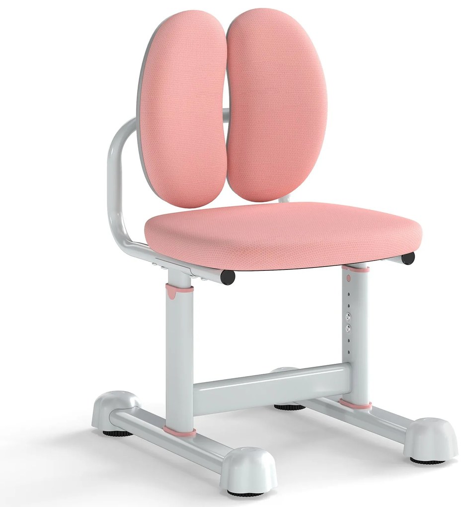 Cadeira de mesa infantil ajustável em altura com encosto duplo e assento respirável, estrutura de metal resistente para maiores de 3 anos, azul