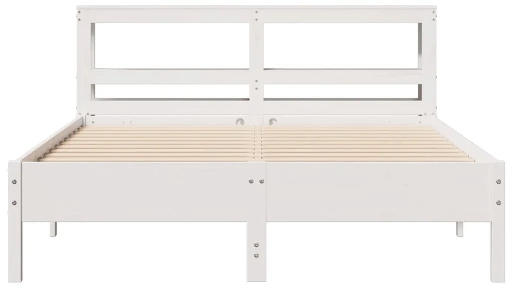 Cama sem colchão 135x190 cm madeira de pinho maciça branco