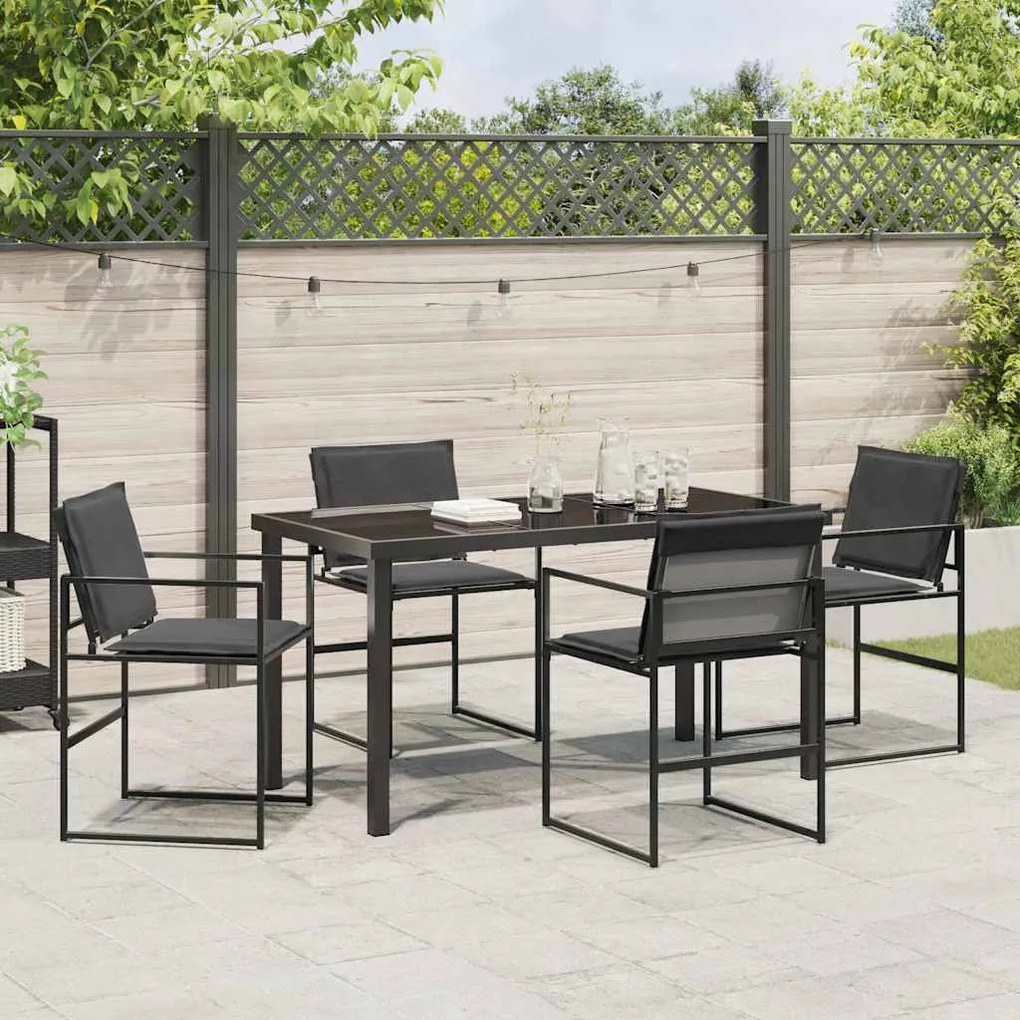 Conjunto de Jantar de Jardim de 5 Peças com Almofadas de Textileno Pre