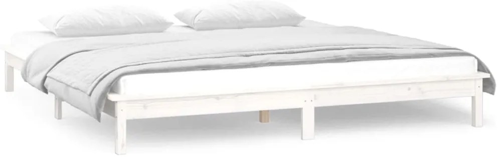 Estrutura de cama c/ LEDs 160x200 cm madeira maciça branco