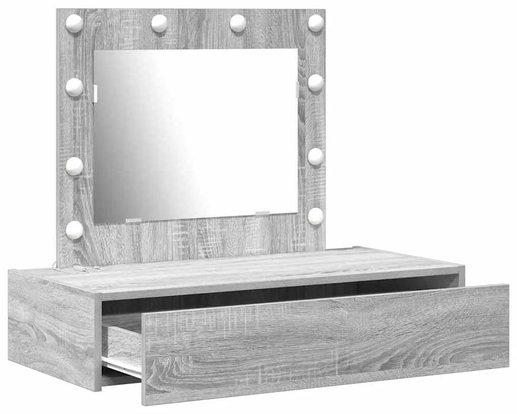 Mesa de Toucador Suspensa com Luzes de LED Cinza Sonoma