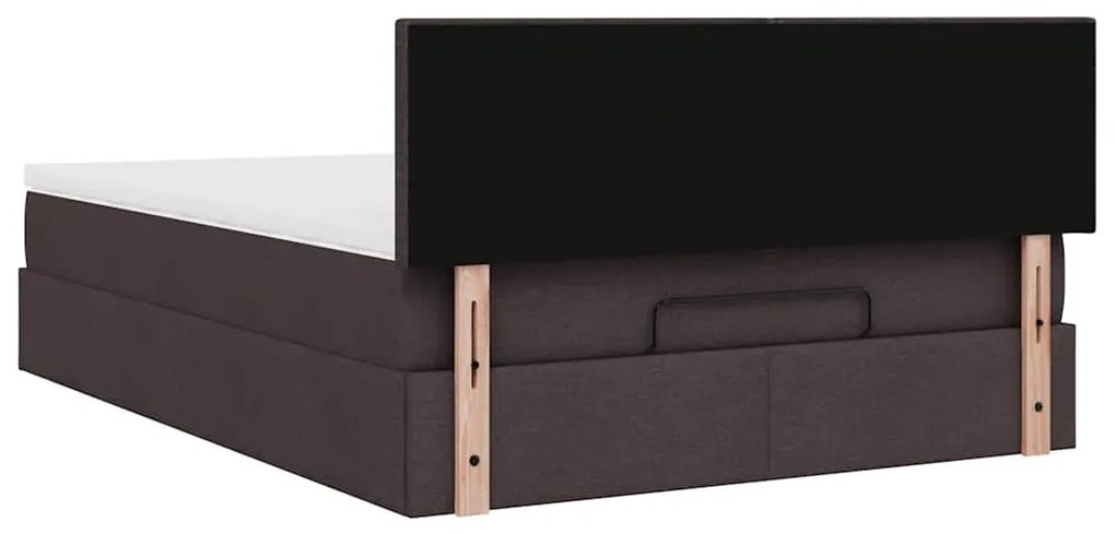Cama otomana com colchão 140x190 cm tecido castanho escuro