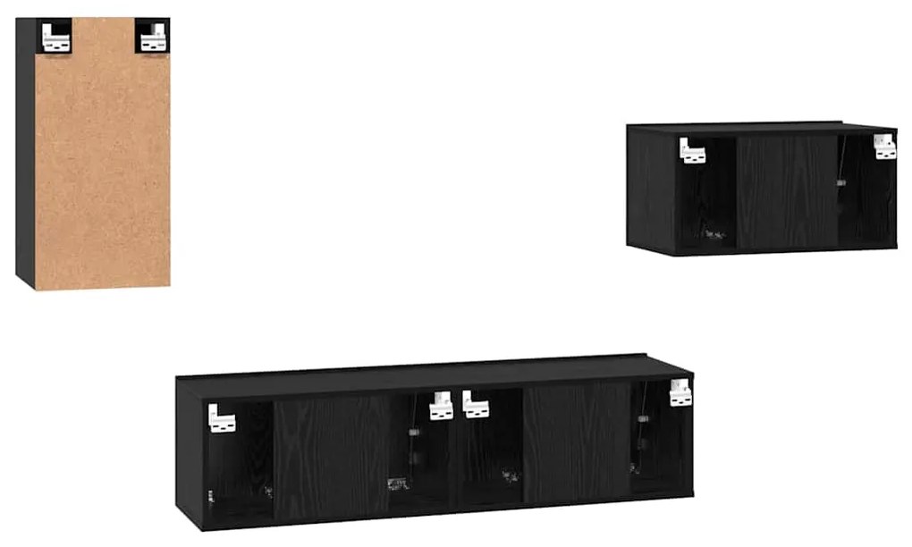Conjunto de móvel de TV 4 pcs Carvalho Preto 30.5 x 30 x 60 cm