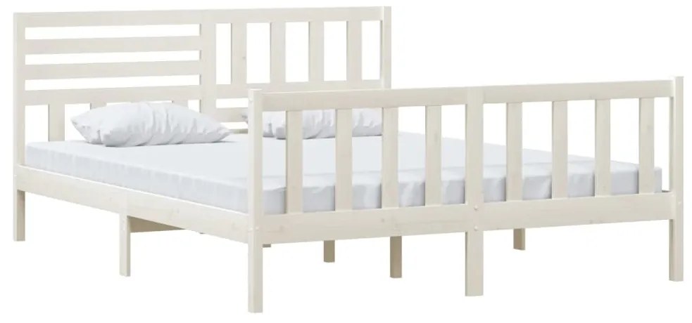 Estrutura de cama 160x200 cm madeira maciça branco