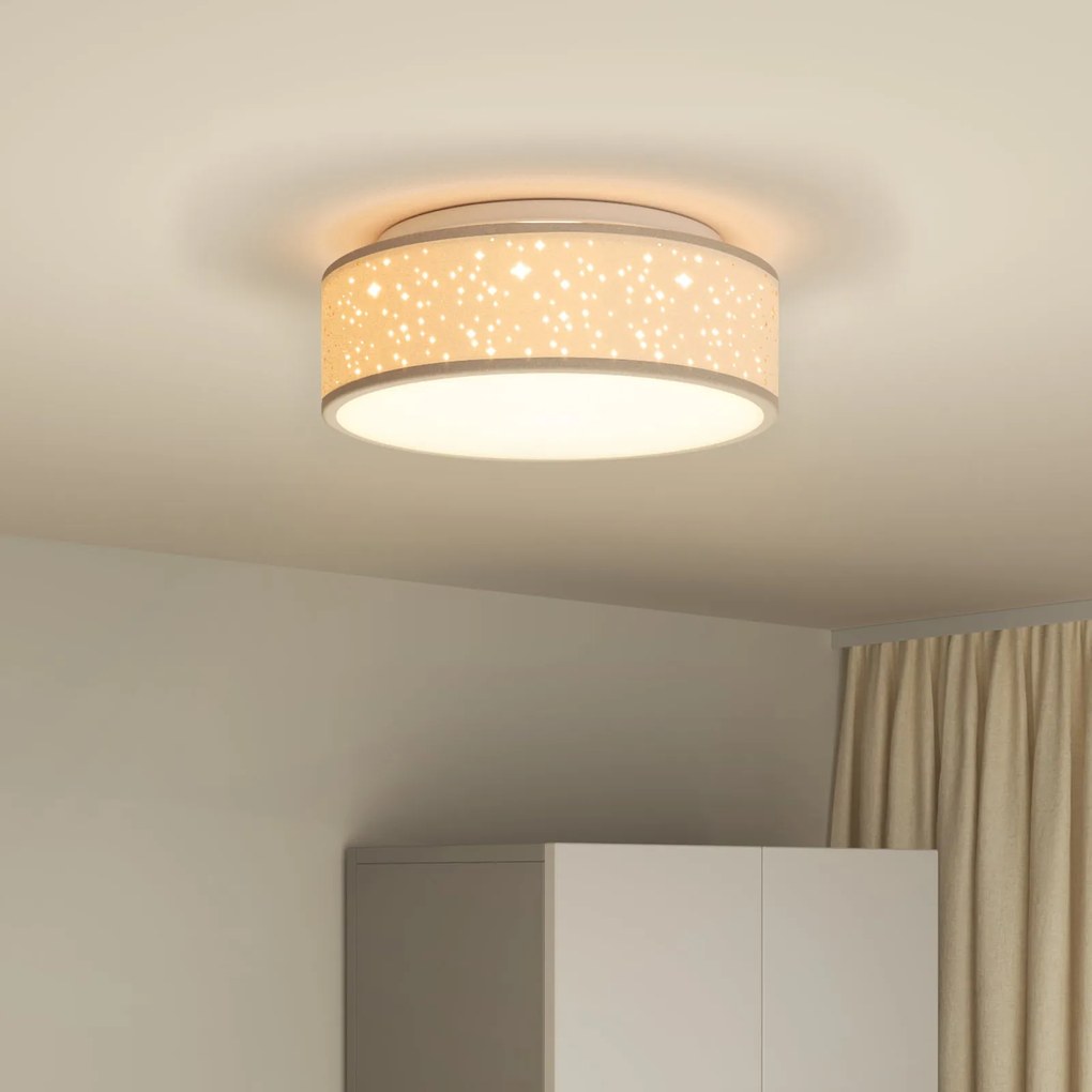 Luzes de Teto com Abajur Estrelado Taupe Ø 38 cm Tecido E27