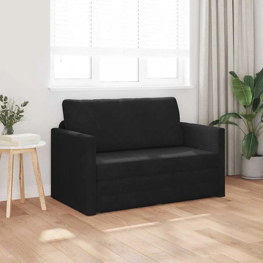 Sofá Cama 2-em-1 Preto 124x204x61 cm Veludo