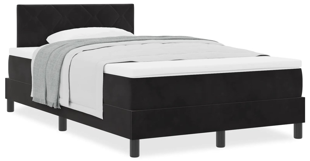 Cama Box Spring com Colchão vidaXL Preta 120x200 cm Veludo