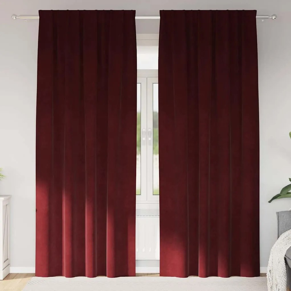 Cortinas Opacas vidaXL com fita superior 2 pcs Bordô Veludo