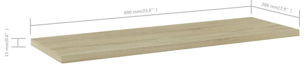 Prateleiras estante 4pcs 60x20x1,5cm contraplacado cor carvalho