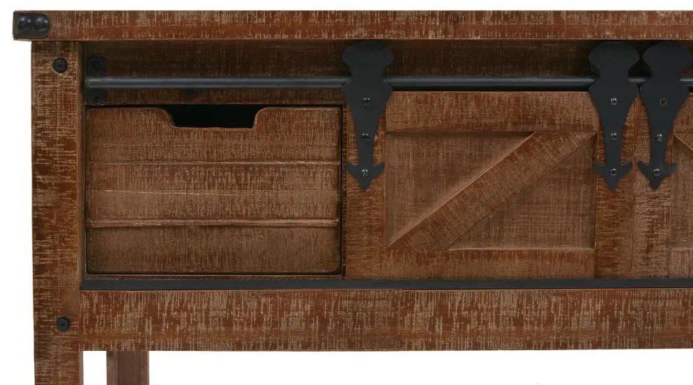 Mesa consola madeira de abeto maciça 131x35,5x75 cm castanho