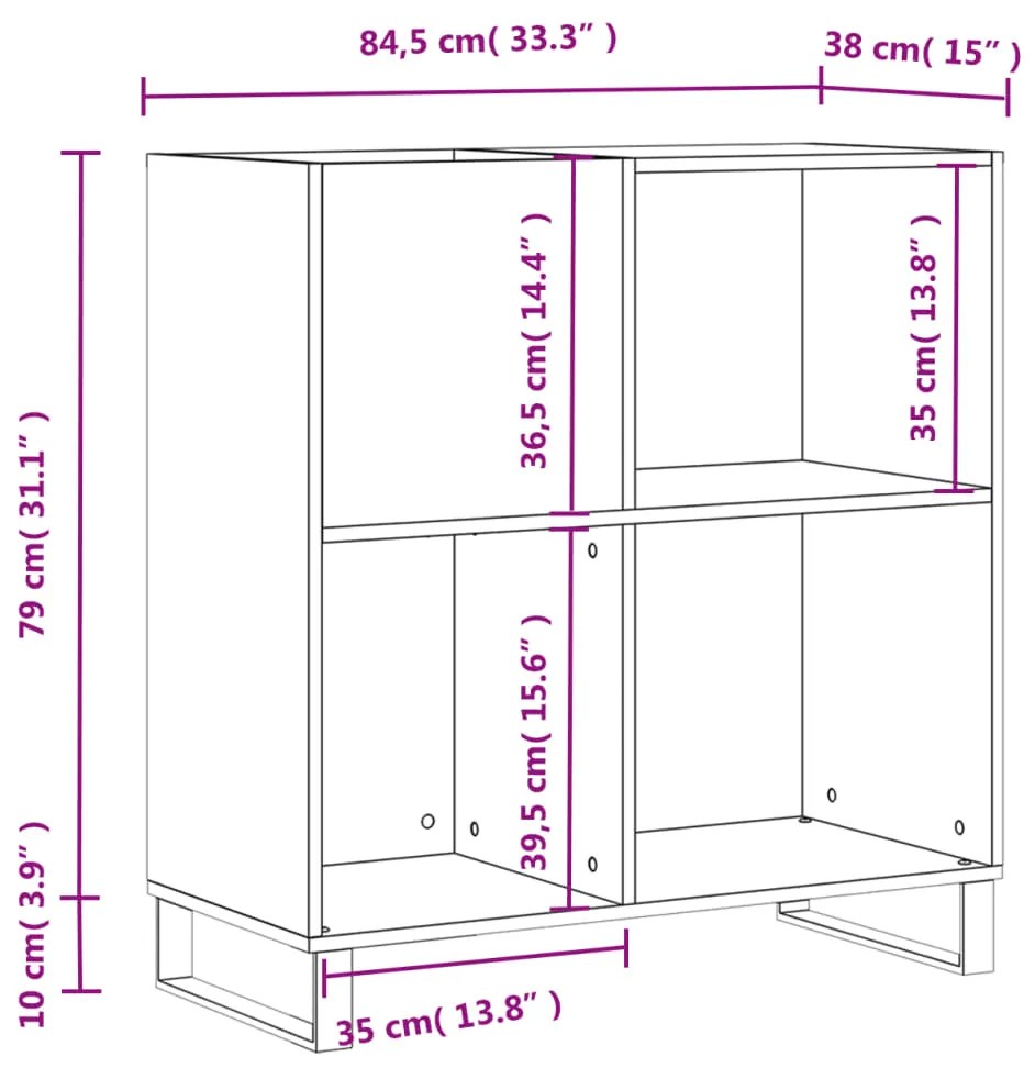 Armário para discos 84,5x38x89 cm derivados de madeira branco