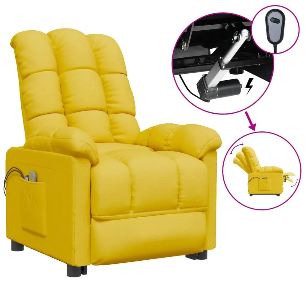 Poltrona reclinável elétrica de massagens tecido amarelo