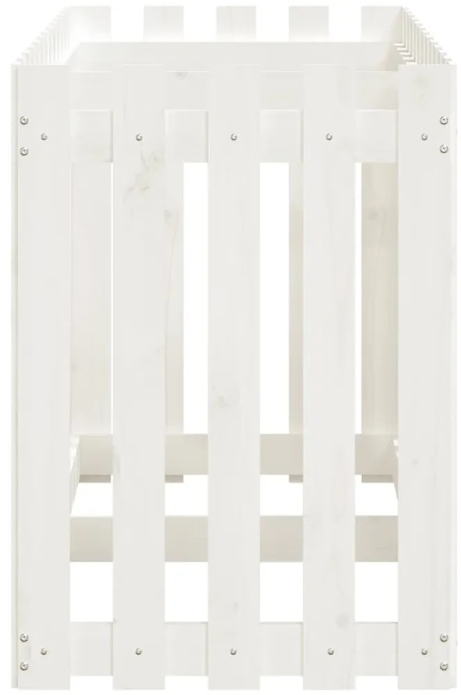 Canteiro elevado c/design cerca 150x50x70 pinho maciço branco