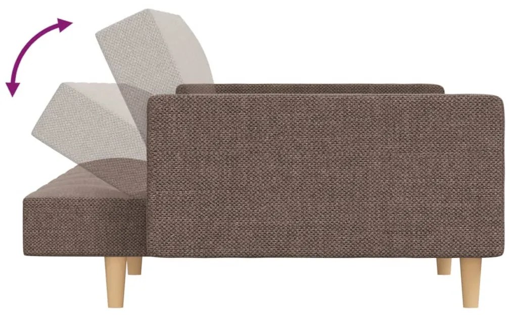 Sofá-cama 2 lugares c/ duas almofadas tecido cinza-acastanhado