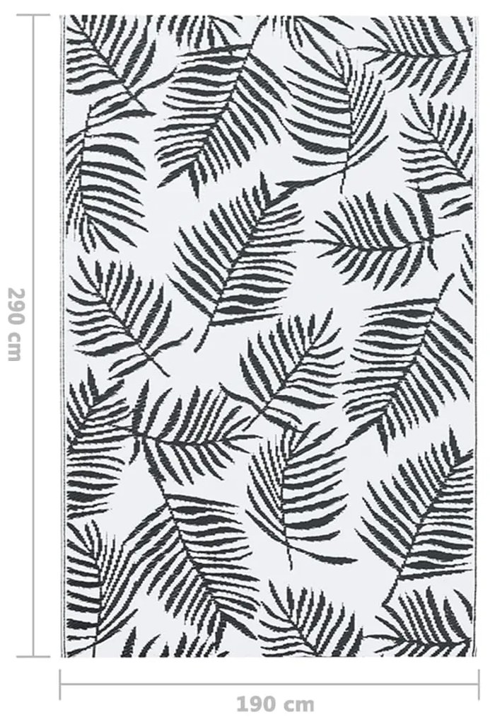 Tapete de exterior 190x290 cm ARAKIL PP branco e preto