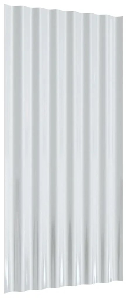 Painéis de telhado 12 pcs 80x36 cm aço revestido a pó prateado