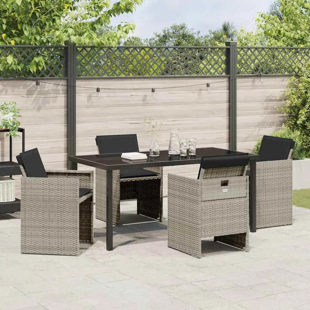 Conjunto de Jantar para Jardim com 5 Peças , Almofadas Cinza Claro, Ra