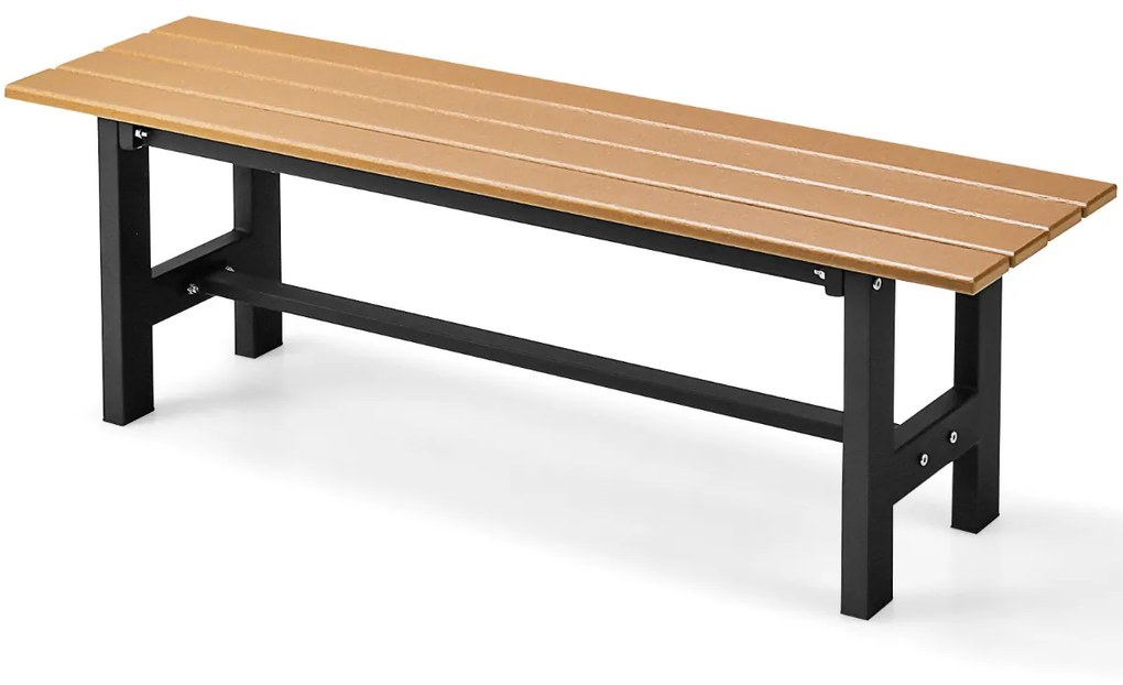Banco de exterior para 2 pessoas com estrutura metálica de ripas Capacidade 300 kg para Pátio Jardim Varanda 120 x 36 x 40,5 cm Castanho