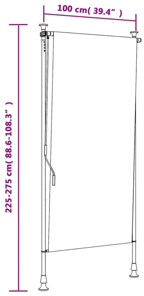 Estore de rolo para exterior 100x270cm tecido/aço azul e branco