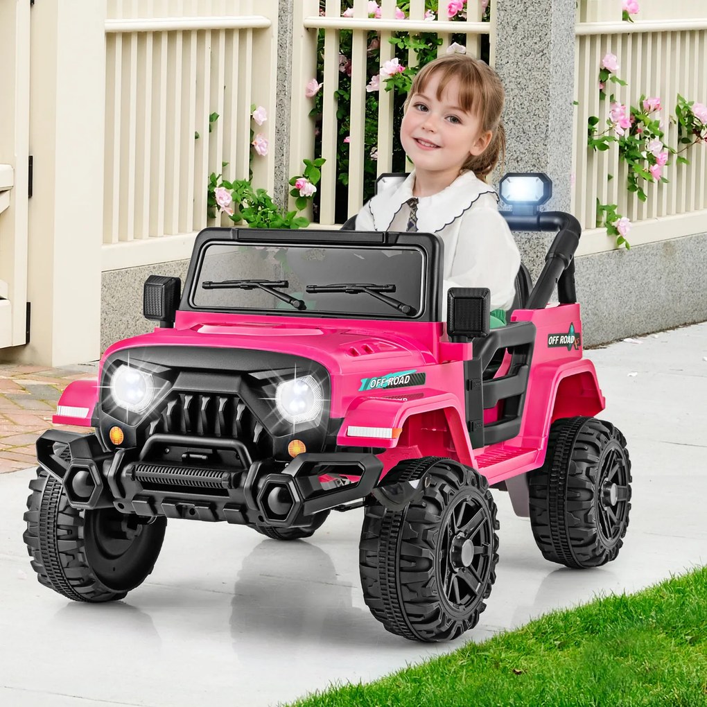 Carro Elétrico para Crianças 2 a 5 anos, 99 x 62 x 62 cm, Com Comando Parental, Rosa escuro