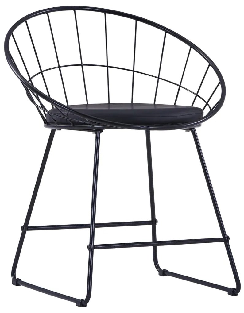 Cadeiras jantar c/ assentos em couro artificial 2 pcs aço preto