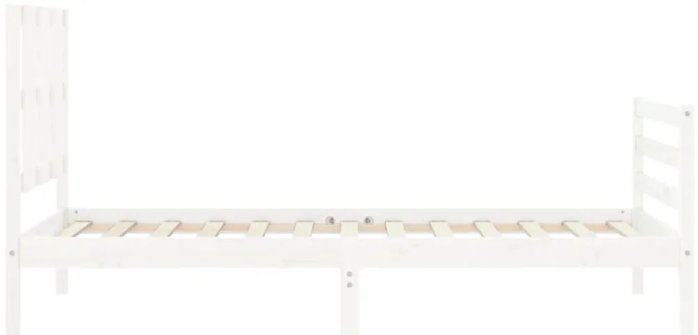 Estrutura de cama com cabeceira 100x200cm madeira maciça branco