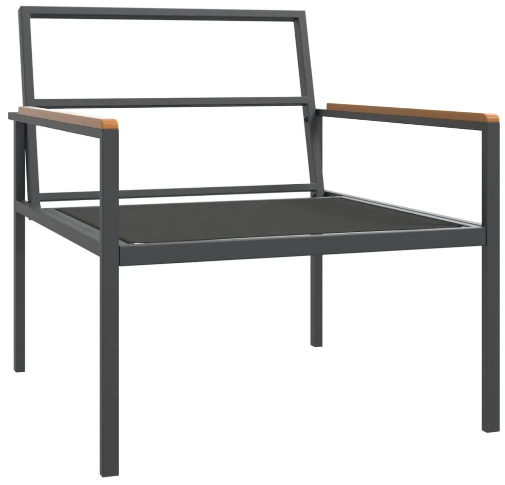 3 pcs conjunto lounge de jardim com almofadões aço antracite