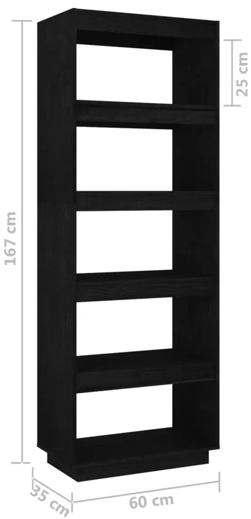 Estante/divisória 60x35x167 cm pinho maciço preto