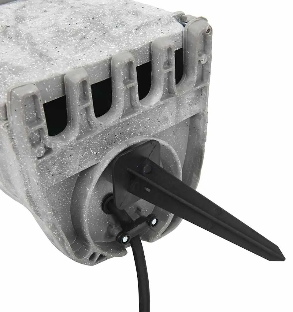 Tomada exterior c/ estaca/sensor luz 4 vias aspeto pedra cinza