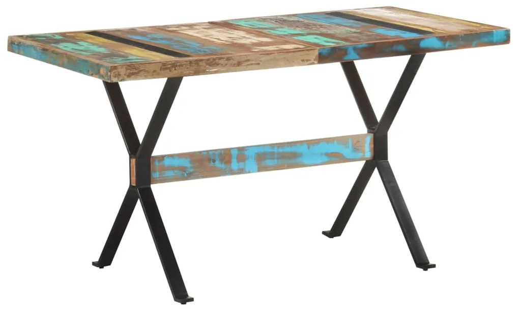 Mesa de jantar 140x70x76 cm madeira recuperada maciça