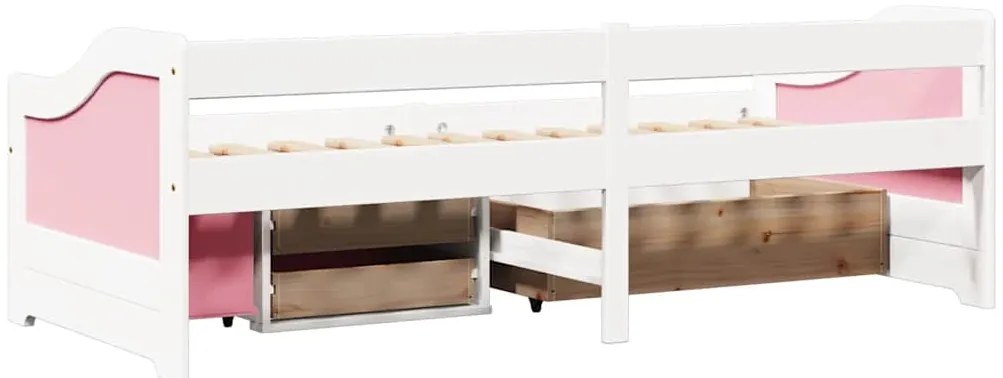 Sofá-cama com 3 gavetas sem colchão 90x200 cm IRUN branco&rosa