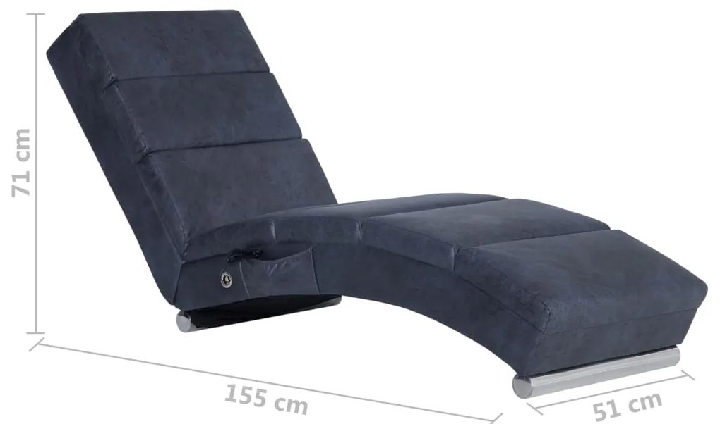 Chaise longue de massagens camurça artificial cinzento