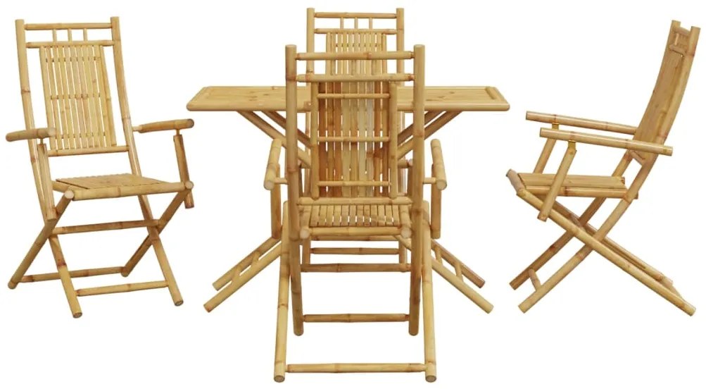 5 pcs conjunto de jantar para jardim bambu